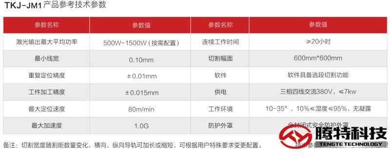 TKJ-JM1 精密激光切割機(jī)技術(shù)參數(shù)